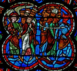Window depicting a scene from the Last Judgement: the Division of souls