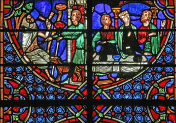 Window depicting the Parable of Dives and Lazarus