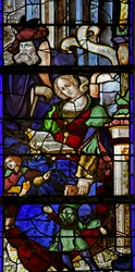 Window w6 depicting Mary Jacobe and her family