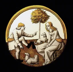 Window w70 Depicting Subject Uncertain (the Jeu de Quintaine?)