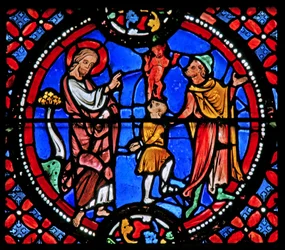 Window depicting St Andrew exorcising a demon