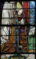 Window depicting St Francis and a donor