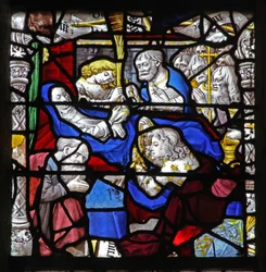 Window depicting the Death of the Virgin Mary