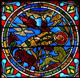 Window wXVII depicting St Stephens dead body is left to the animals