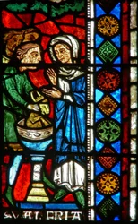 Window wXX depicting St Valery refuses to worship idols