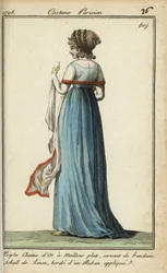 Woman with seethrough shawl in the fashion of 1798