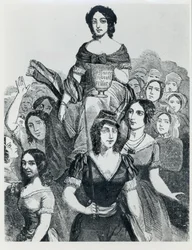 Women Carrying Jeanne Deroin in Triumph, from Les Femmes Celebres, volume I, Paris, Mazenod, 1848