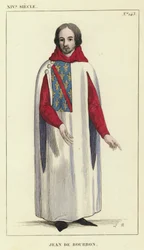 14th Century, Jean de Bourbon (colored engraving)