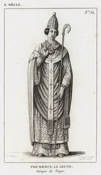 10th Century, Prudence the Younger, Bishop of Troyes (engraving)