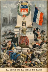 Fluctuat nec mergitur - Cross of the town of Paris is introduced in coat of arms of Paris, illustration from English newspaper 