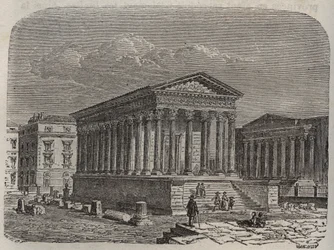 House Carree de Nimes - France, Languedoc-Roussillon, Gard - engraving in 