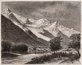 The valley of Chamonix and Mont Blanc - engraving in 