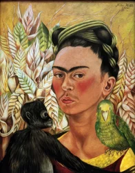Self-Portrait with Monkey and Parrot