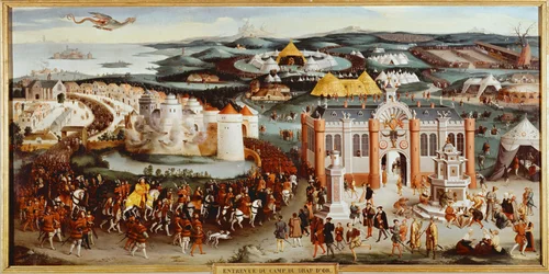 Meeting of Francois I of France and Henry VIII of England at the Field of the Cloth of Gold near Calais