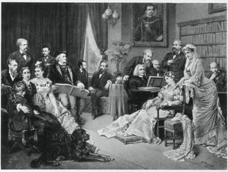 Richard Wagner and Liszt at Bayreuth with Cosima and Siegfried (after Fritz Georg Papperitz)