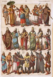 Costumes of Assyrians and Babylonians, by Friedrich Hottenroth (1840-1917), lithograph, Assyro-Babylonian civilization