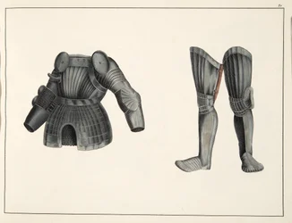 Armour, plate from A History of the Development and Customs of Chivalry, by Dr. Franz Kottenkamp, published by Carl Hoffmann
