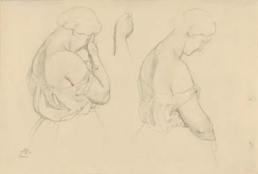 Two Female Figures in Half-length and a Study of a Hand