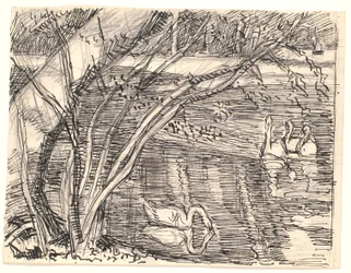 A Lake with Four Swans