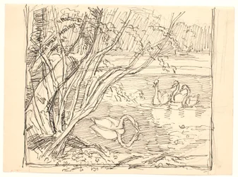 A Lake with Four Swans