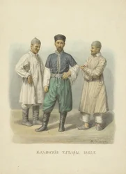 Kazan Tatars, Illustration from the Series Clothing of the Russian State, 1869