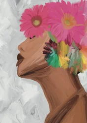 Woman with Vibrant Flowers