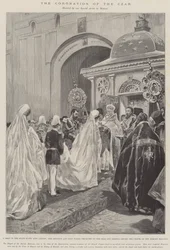 The Coronation of the Czar, a Halt in the State Entry into Moscow, the Crucifix and Holy Water presented to the Czar and Czarina before the Chapel of the Iberian Madonna