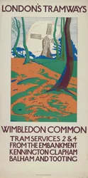 Wimbledon Common, London County Council LCC Tramways poster