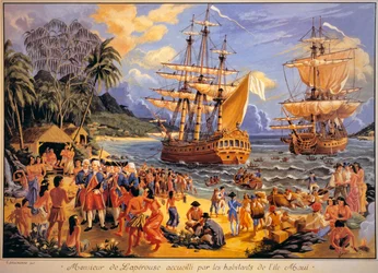 Jean Francois Galaup de Laperouse Welcomed by the Inhabitants of Mawee Island in the Sandwich Islands in the Pacific Ocean