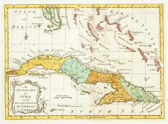 An Accurate Map of Cuba and the Adjacent Islands, c. 1762