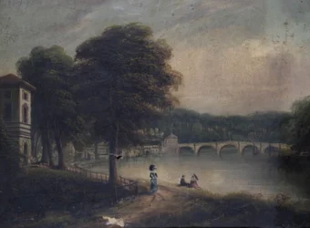 Asgill House by Cholmondeley Walk, Richmond, Surrey, looking towards Richmond Bridge