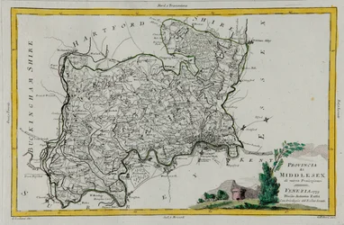 Province of Middlesex, Engraving by G. Zuliani from Tome I of the "Newest Atlas"