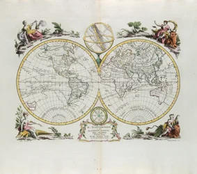 World Map and a general description of the globe, engraving by G. Zuliani taken from Tome I of the Newest Atlas published in Venice in 1774 by Antonio Zatta