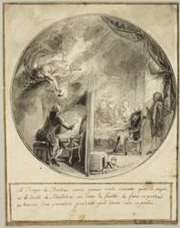 Gabriel de Saint-Aubin Executing the Portrait of the Bishop of Chartres
