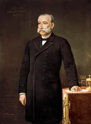 Portrait of Manuel Alonso Martínez (1827-1891), Spanish lawyer and politician, member of the Liberal Union Party, Madrid, Congress of Deputies. Painting by Gabriel Maureta (19th century).