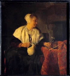 The ribotter. Painting by Gabriel Metsu
