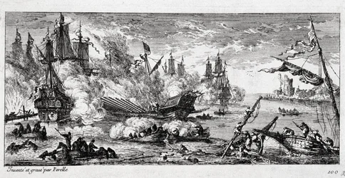 Naval Battle of Agosta (present-day Augusta in Sicily) between the French fleet and a Spanish and Dutch alliance on 22 April 1676. Also called the Battle of Mount Gibel or the Battle of Famagusta