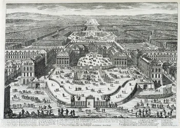 View of the courtyard of honour of the Chateau de Versailles - by Perelle, late 17th century