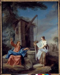 Christ and the Samaritan. Painting by Gabriel de Saint Aubin (1724-1780)