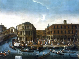 Passage of city representatives to Rialto. Painting by Gabriel Bella. Second half of the 18th century