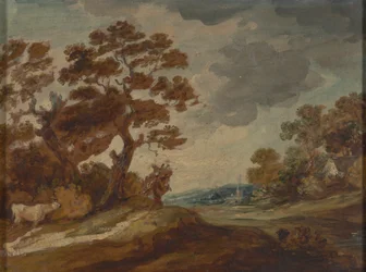 Landscape: Cow in left foreground