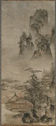 Landscape: Mountains, Stream and Houses