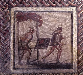 Mosaic Paving Representing a Rustic Calendar: Manure Transport Scene
