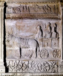 Low Relief from the Gallo-Roman Period Depicting a Chariot Fired by Horses, Avignon, Musee Calvet