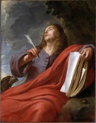 John Writes the Book of Revelation on the Island of Patmos