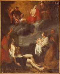 Parish Church (Sint-Pieterskerk). Interior. South Aisle. The Altar. Painting. The Birth of Christ. Attributed to G De Craeyer. 17th Century