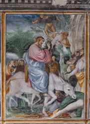 Detail of Christ entering Jerusalem, from The life and the Passion of Christ