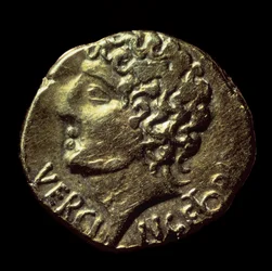 Gaulish gold statere with the effigy of Vercingetorix emitted in 52 BC. Paris, B.N.