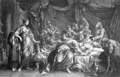 Andromache bewailing the death of Hector, engraved by Domenico Cunego, 1764