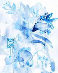 Indigo Watercolor Flowers